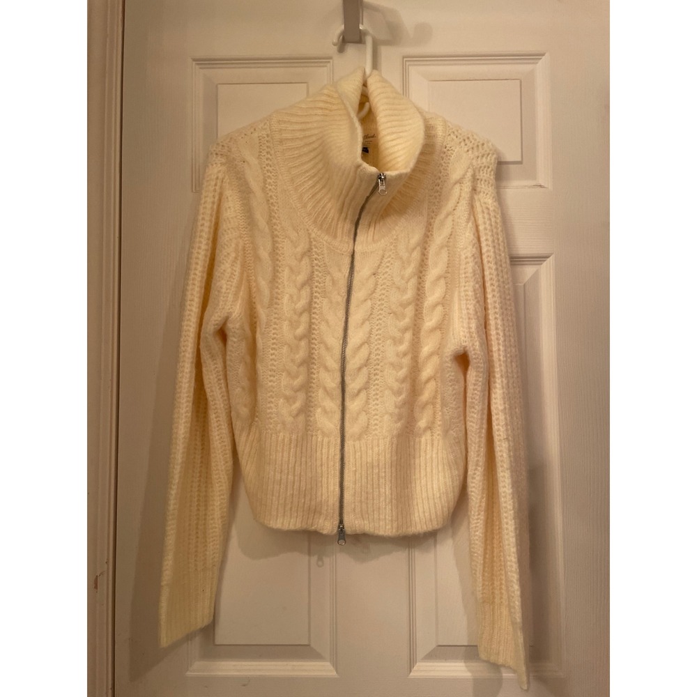 Universal Thread Cream Cable‎ Knit Zip Up Sweater Size L